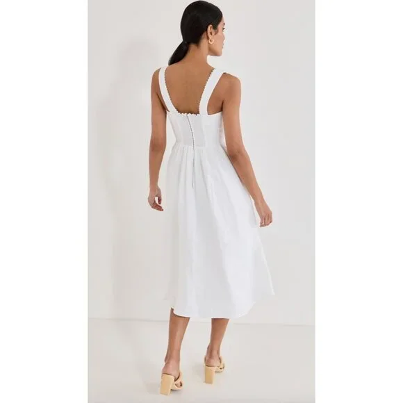 Reformation Tagliatelle Linen Dress In White Size 8 - Picture 3 of 10
